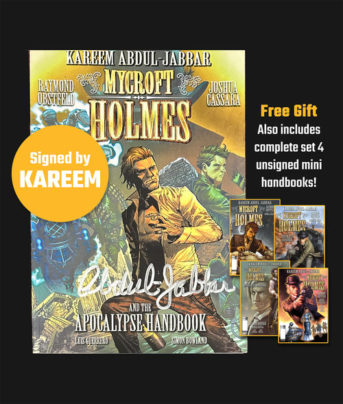 Mycroft Holmes and The Apocalypse Handbook - Comic Signed by Kareem Abdul Jabbar - Includes complete set 4 unsigned mini handbooks!