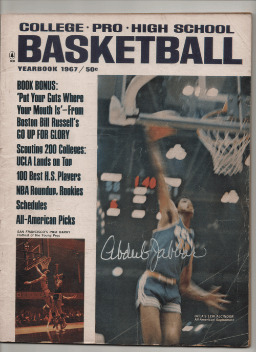 1967 College-Pro-High School Basketball Yearbook - "UCLA'S Lew Alcindor American Sophomore" Signed Kareem Abdul Jabbar