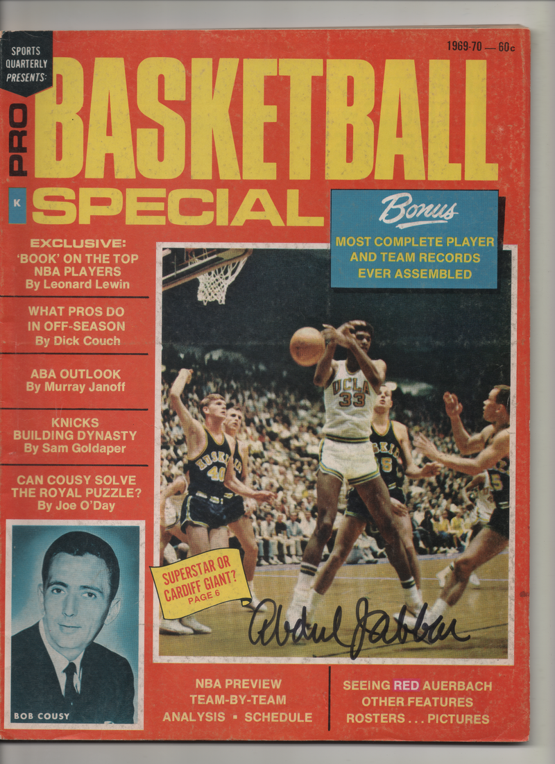 1969-70 Sports Quarterly Presents Pro Basketball Special "Superstar or Cardiff Giant?" Signed Kareem Abdul Jabbar