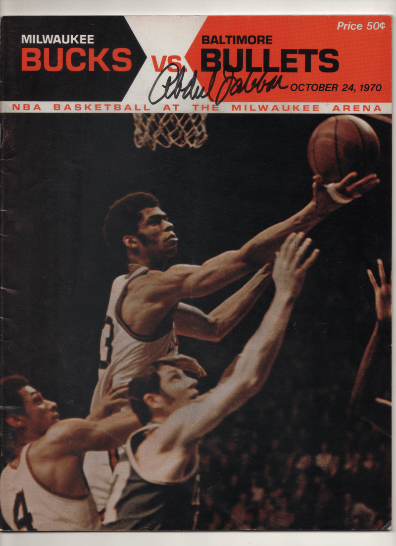 1970 Milwaukee Bucks vs. Baltimore Bullets Game Program - Signed by Kareem Abdul-Jabbar