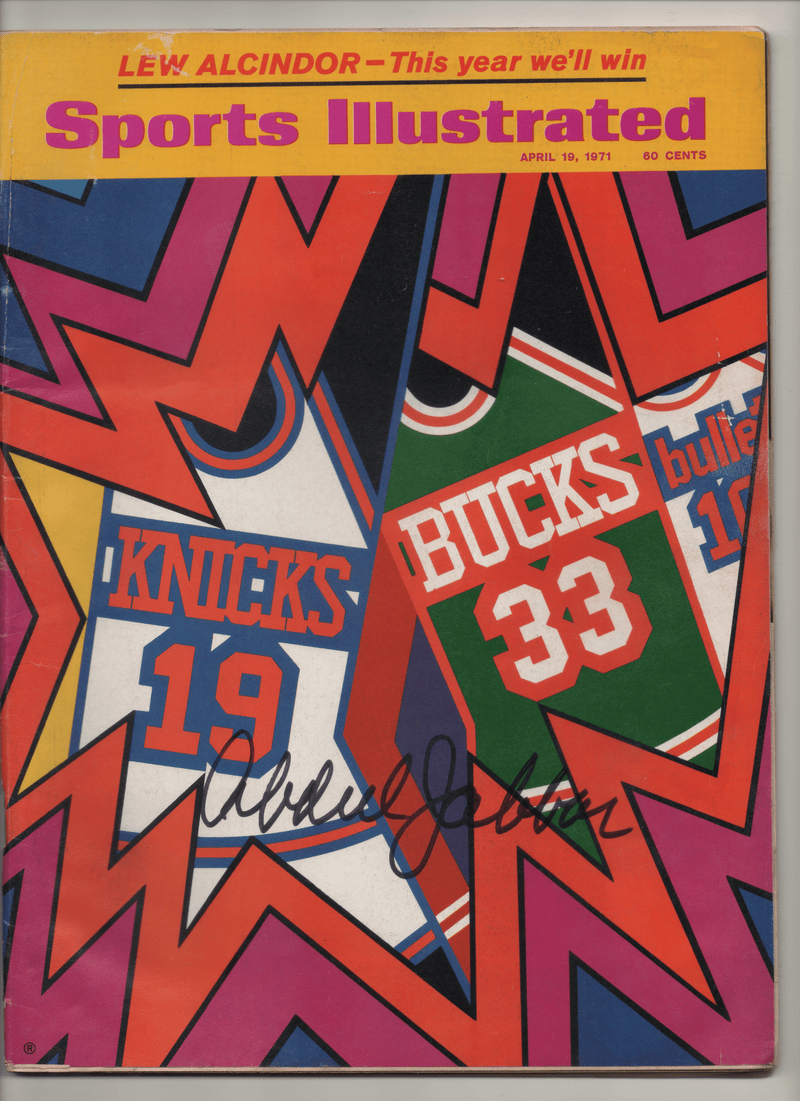 1971 Sports Illustrated-Knicks v Bucks/Lew Alcindor: This Year We'll Win - Signed by Kareem Abdul-Jabbar