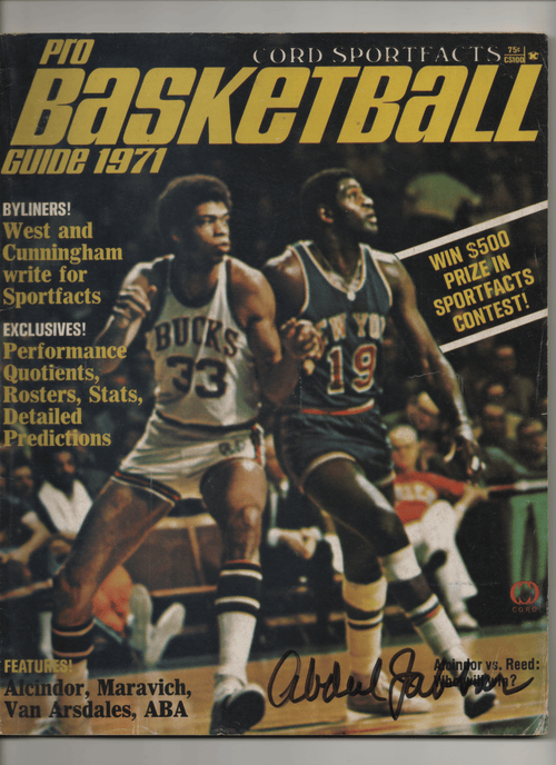 1971 Cord Sportfacts Pro Basketball Guide-Alcindor vs. Reed, Who Will Win? - Signed by Kareem Abdul-Jabbar