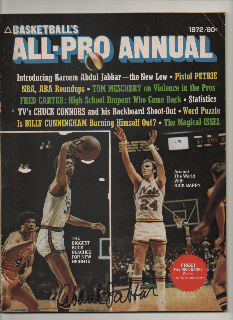 1972 Basketball All-Pro Annual "Introducing Kareem Abdul Jabbar-The New Lew" Signed by Kareem Abdul-Jabbar
