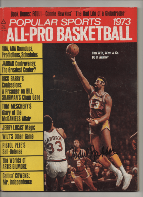 1973 Popular Sports All-Pro Basketball "Jabbar Controversy: The Greatest Center?" Signed Kareem Abdul Jabbar