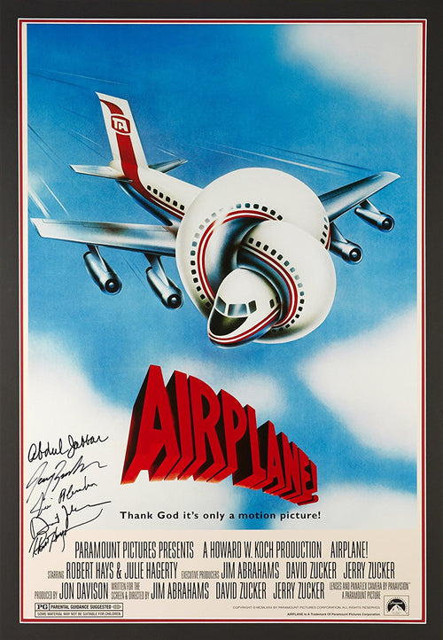 Autographed Airplane Poster Hand-Signed by Kareem Abdul-Jabbar, Cast & Crew