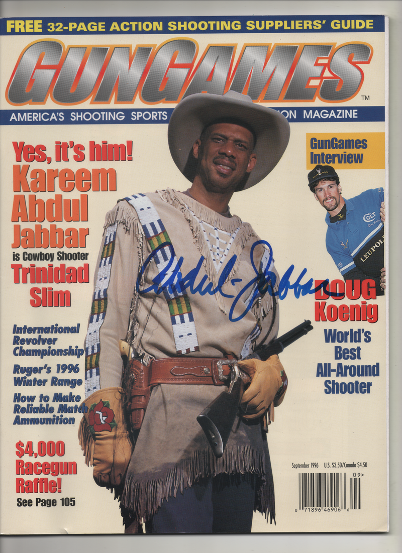 1996 Gun Games Magazine "Yes it's Him! Kareem Abdul Jabbar is Cowboy Shooter Trinidad Slim" Signed Kareem Abdul Jabbar