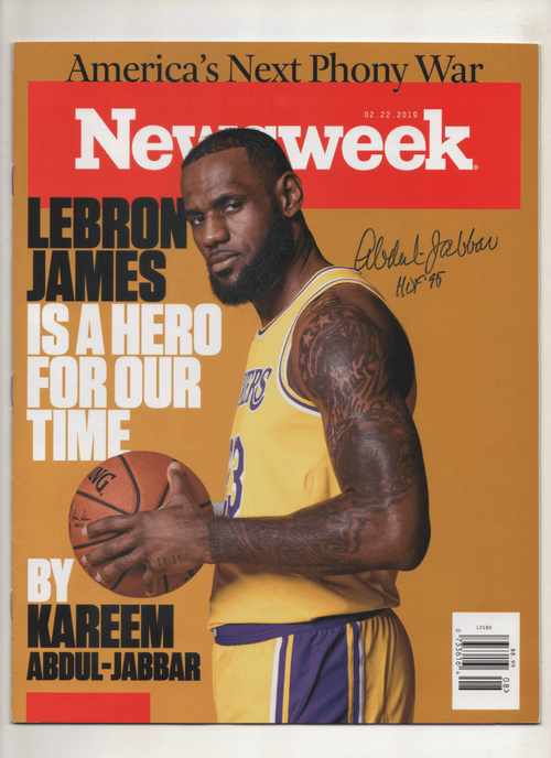 2019 Newsweek - "LeBron James Is A Hero For Our Times" By Kareem Abdul Jabbar - Signed Kareem Abdul Jabber HOF 95