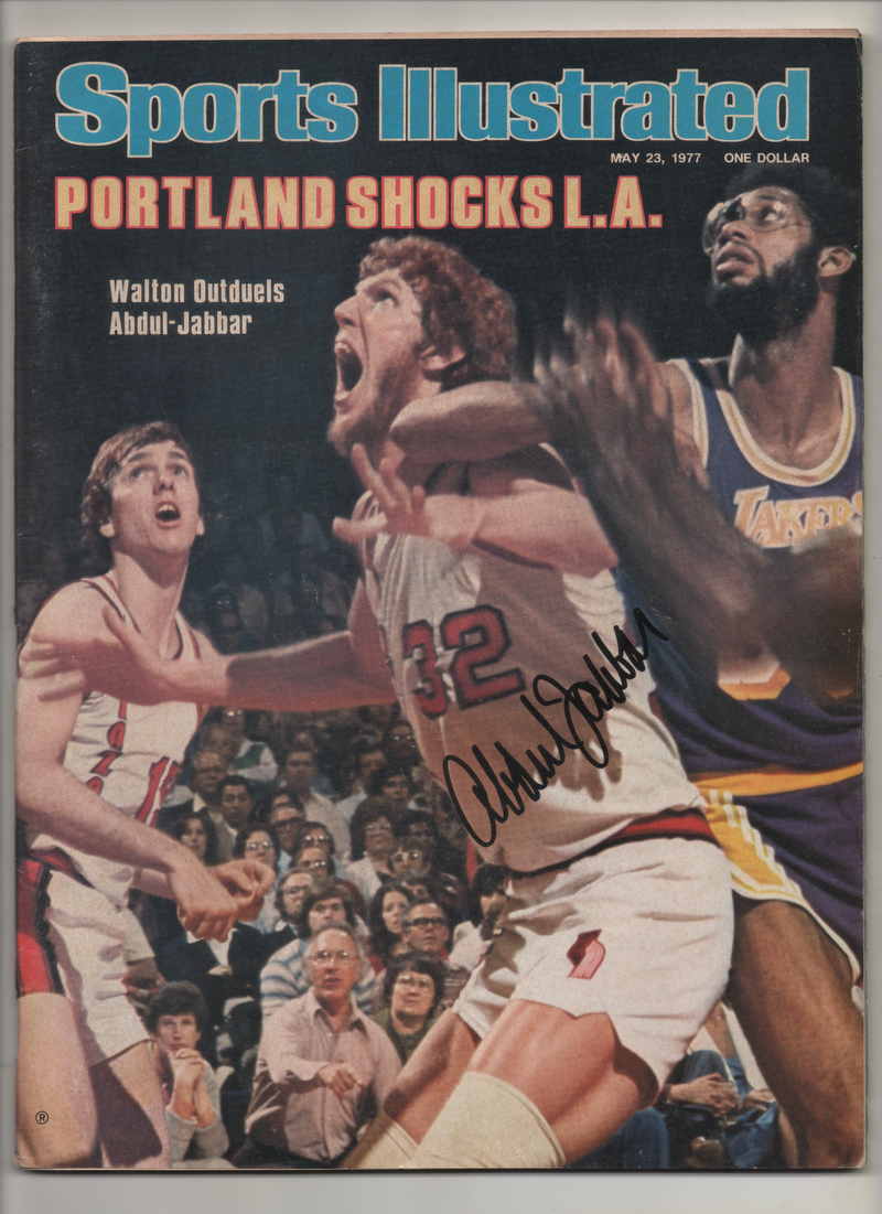 1977 Sports Illustrated "Portland Shocks L.A.-Walton Out duels Abdul-Jabbar" Signed Kareem Abdul Jabbar