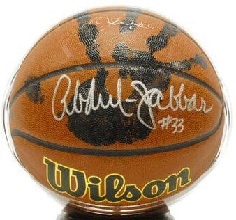 Kareem Abdul Jabbar Signed NCAA Basketball + Actual Hand-Print